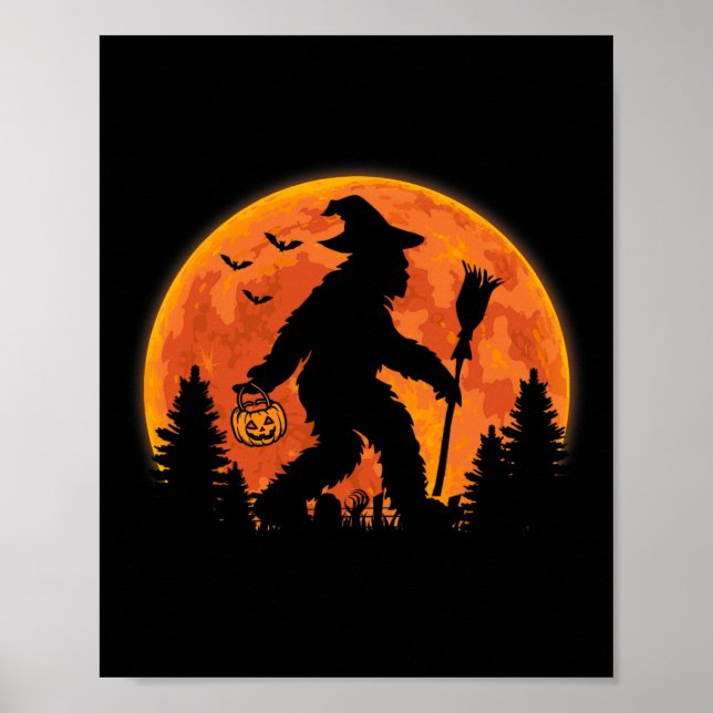 Bigfoot Pumpkin Halloween Costume Sasquatch Men Wo Poster (Front)