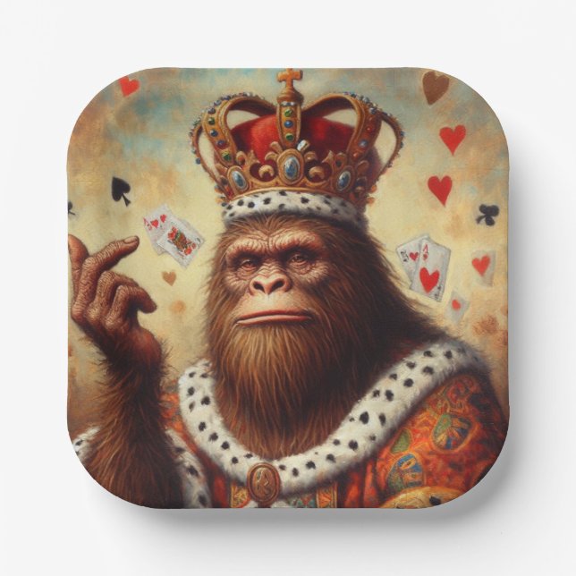 Bigfoot Queen of Hearts Paper Plate (Front)