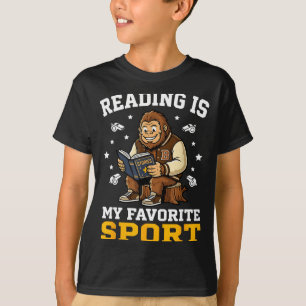 Bigfoot reading books cute men women kids reading T-Shirt