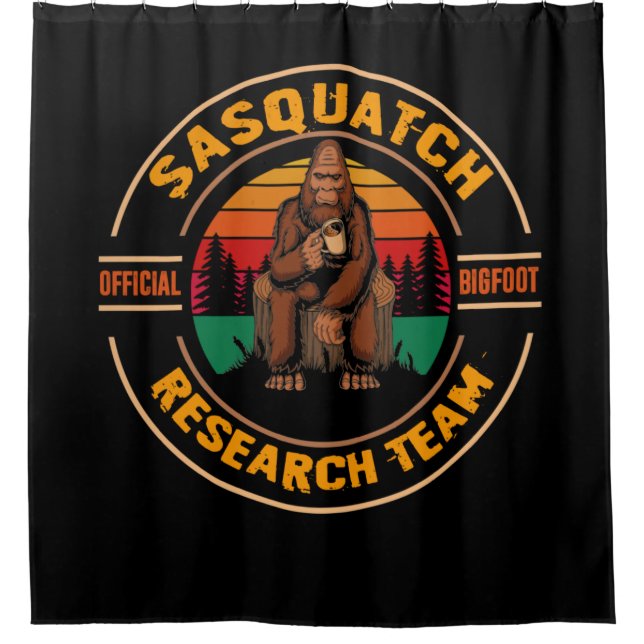 Bigfoot Research Team Retro Vintage Sasquatch Shower Curtain (Front)