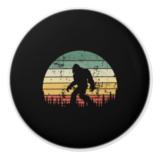 Bigfoot Retro Sunset Gift Ceramic Knob