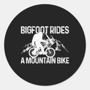 Bigfoot Rides A Mountain Bike Funny Mtb Biking Bik Classic Round Sticker