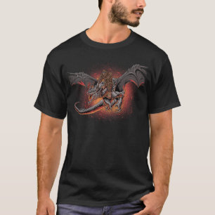 Bigfoot Riding A Dragon Looking At Aliens - Sasqua T-Shirt