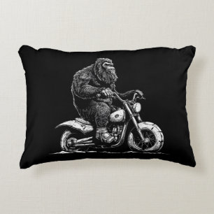 Bigfoot Riding A Motorcycle Bike Funny Sasquatch M Decorative Cushion