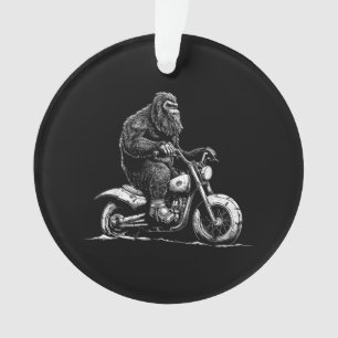 Bigfoot Riding A Motorcycle Bike Funny Sasquatch M Ornament