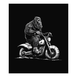 Bigfoot Riding A Motorcycle Bike Funny Sasquatch M Photo Print