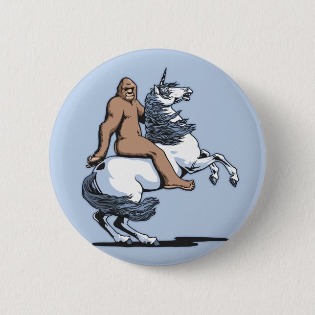 Bigfoot Riding a Unicorn 6 Cm Round Badge (Front)