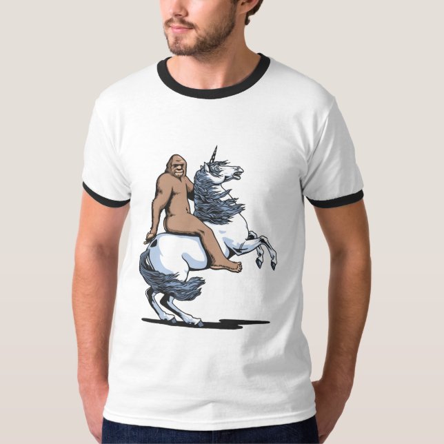 Bigfoot Riding a Unicorn T-Shirt (Front)