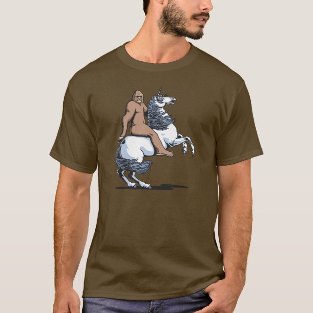 Bigfoot Riding a Unicorn T-Shirt (Front)