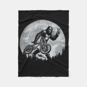 Bigfoot Riding Bicycle Vintage Mountain Biking Big Fleece Blanket