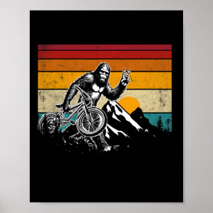 Bigfoot Riding Bicycle Vintage Mountain Biking Big Poster