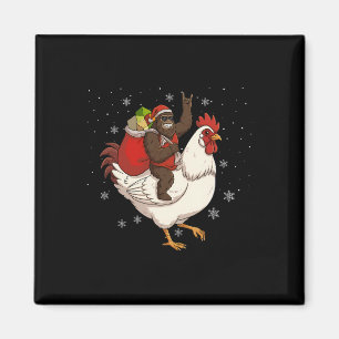 Bigfoot Riding Chicken Deer Xmas Chicken Christmas Magnet