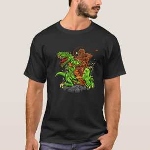 Bigfoot Riding Dinosaur Rex Boys Kids Girl Funny S T-Shirt