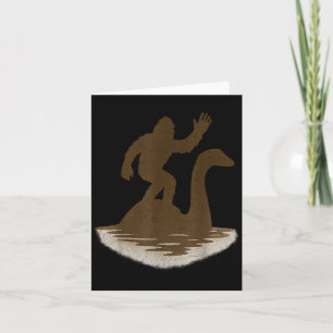 Bigfoot Riding Loch Ness Monster Funny Sasquatch Card