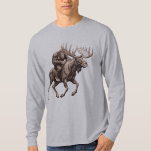 Bigfoot Riding Moose T-Shirt