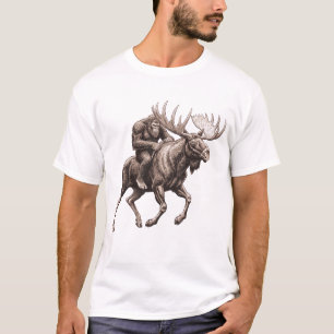 Bigfoot Riding Moose T-Shirt