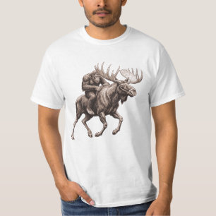 Bigfoot Riding Moose T-Shirt