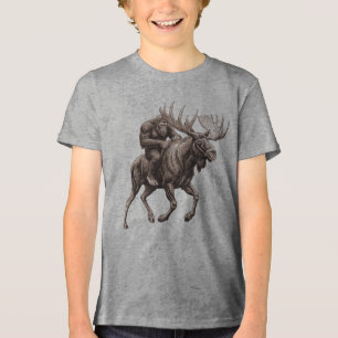 Bigfoot Riding Moose Tri-Blend Shirt