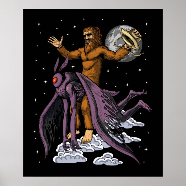 Bigfoot Riding Mothman Poster (Front)