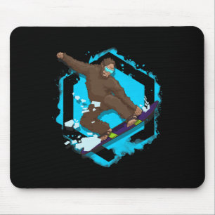 Bigfoot Riding Snowboard For Winter Snowboarding Mouse Pad