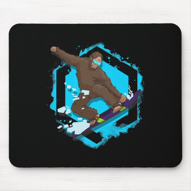 Bigfoot Riding Snowboard For Winter Snowboarding  Mouse Pad (Front)