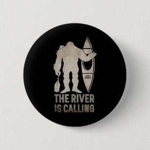 Bigfoot River Kayak Sasquatch Camping Canoe Gift 6 Cm Round Badge