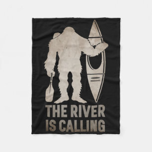 Bigfoot River Kayak Sasquatch Camping Canoe Gift Fleece Blanket
