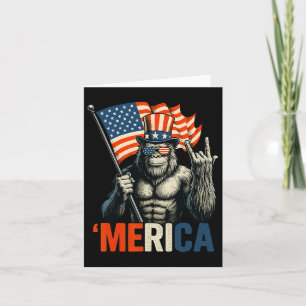 Bigfoot Rock And Roll merica Usa American Flag 4th Card