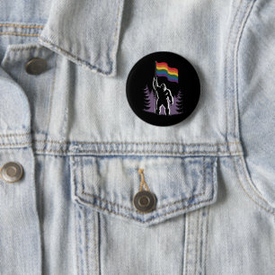 Bigfoot Rock On LGBTQ Progressive New Pride Flag  6 Cm Round Badge