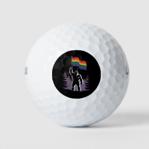 Bigfoot Rock On LGBTQ Progressive New Pride Flag Golf Balls