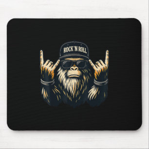 Bigfoot Rock On Sasquatch Heavy Metal Vibes Men Wo Mouse Pad