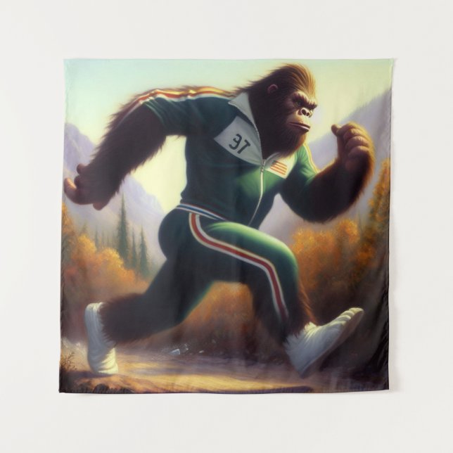 Bigfoot Running Tapestry (Front)