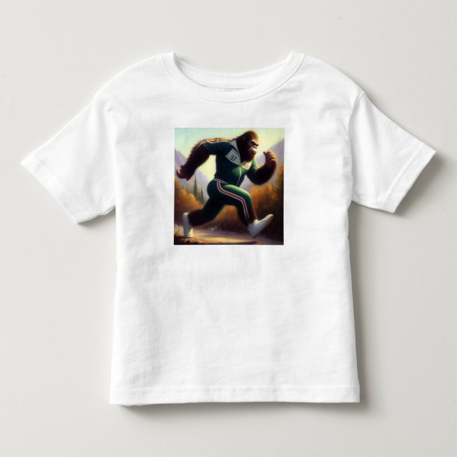 Bigfoot Running Toddler T-Shirt (Front)