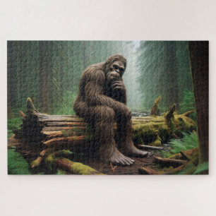 Bigfoot’s Woodland Throne, Bigfoot Deep in Thought Jigsaw Puzzle