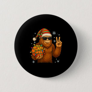 Bigfoot Santa Basketball Christmas  6 Cm Round Badge
