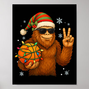 Bigfoot Santa Basketball Christmas  Poster