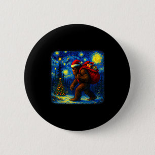 Bigfoot Santa Christmas Starry Night Sasquatch Van 6 Cm Round Badge
