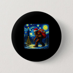Bigfoot Santa Christmas Starry Night Sasquatch Van 6 Cm Round Badge