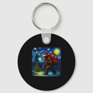 Bigfoot Santa Christmas Starry Night Sasquatch Van Key Ring