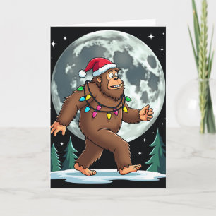 Bigfoot Santa Christmas Tree Lights Card