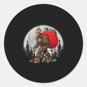 Bigfoot Santa Christmas Tree Lights Funny Xmas Sas Classic Round Sticker