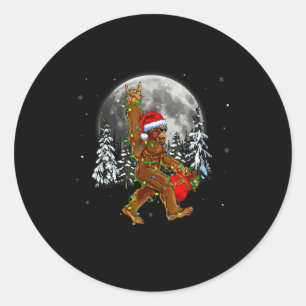 Bigfoot Santa Christmas Tree Lights Funny Xmas Sas Classic Round Sticker