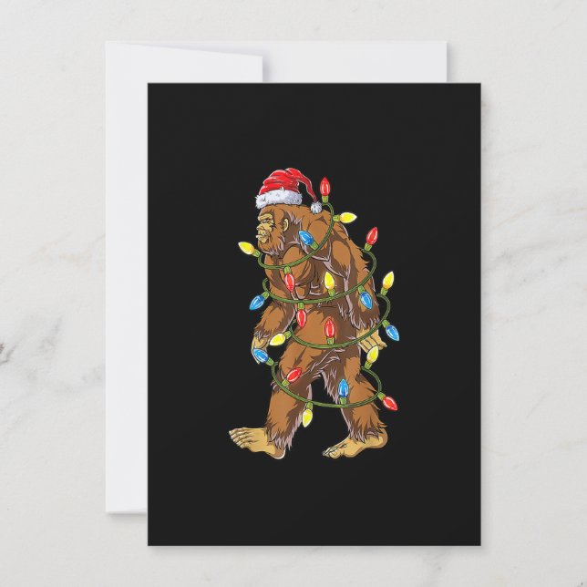 Bigfoot Santa Christmas Tree Lights Funny Xmas Sas Invitation (Front)
