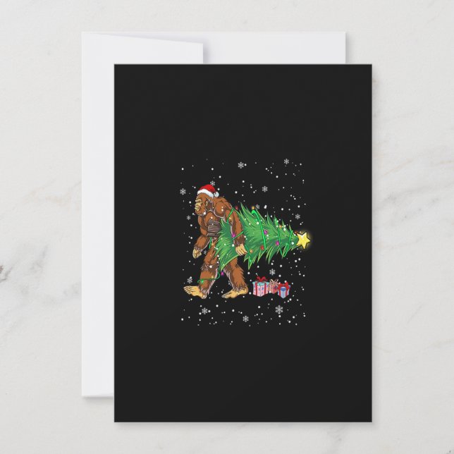 Bigfoot Santa Christmas Tree Lights Funny Xmas Sas Invitation (Front)