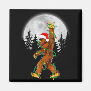Bigfoot Santa Christmas Tree Lights Funny Xmas Sas Magnet