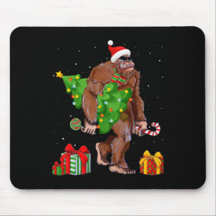 Bigfoot Santa Christmas Tree Lights Funny Xmas Sas Mouse Pad