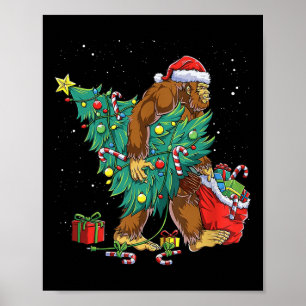 Bigfoot Santa Christmas Tree Lights Funny Xmas Sas Poster