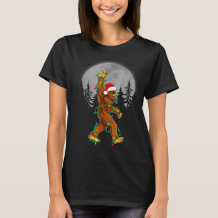 Bigfoot Santa Christmas Tree Lights Funny Xmas Sas T-Shirt
