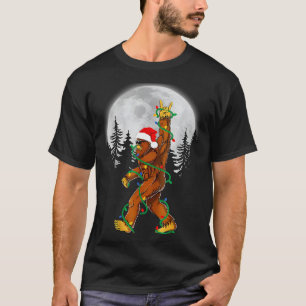 Bigfoot Santa Christmas Tree Lights Funny Xmas Sas T-Shirt