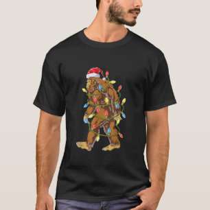 Bigfoot Santa Christmas Tree Lights Funny Xmas Sas T-Shirt